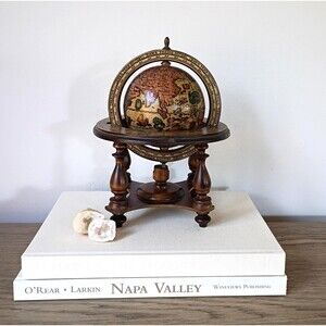 Vintage Old-World Globe with Wood Stand Tabletop Desk Globe Zodiac Astrology